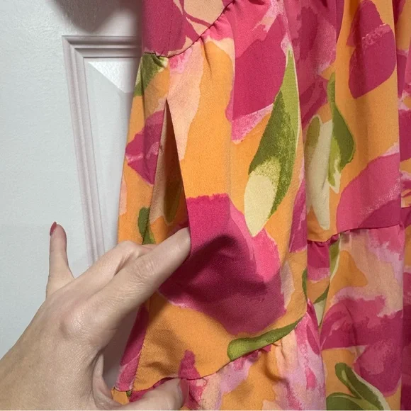 Floral Mini Dress in Pink and Orange - Picture 4 of 11